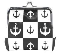 Personalizzato Ancora Nero Bianco Scacchiera Coin Purse per le Donne In Pelle Carino Fibbia Bacio Blocco Cambiare Sacchetto Della Carta Pouch