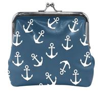 Personalizzato Ancore Bianco Navy Blue Coin Purse per le donne Cuoio Carino Bacio Lock Money Change Pouch