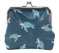 Personalizzato Antiche Tartarughe Marine Blu In Pelle Portamonete per Le Donne Ragazze Bacio Blocco Cambiare Titolare Del Sacchetto di Carta