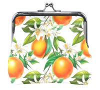 Personalizzato Arance Fiori Bianchi In Pelle Portamonete Donne Carino Fibbia Bacio Blocco Carta Cambiamento Borsa per la Moneta