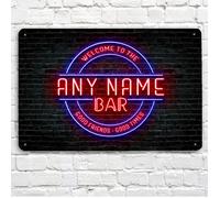 Personalizzato Asta Insegna - Blu Neon Effetto Segni A4 Metallo hOme Barre & BAR