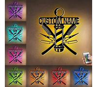 Personalizzato Barber Metal Wall Art Luce, Personalizzato Nome Barber Shop Neon Segno Decorazione Per Camera, Barbershop LED Nome Segno, Barbershop Segni Business per Hair Beauty Store Regalo