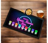 Personalizzato Barrette Runner Tappetino - Bicchierini Neon Rétro,Ogni Nome 80's