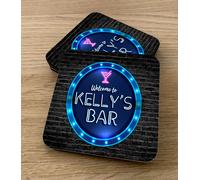 Personalizzato Barrette Runner Tappetino Sottobicchieri - Blu Neon Cerchio Da