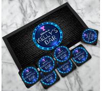 Personalizzato Barrette Runner Tappetino Sottobicchieri - Blu Neon Cerchio Da