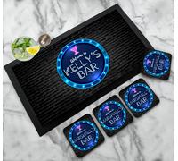 Personalizzato Barrette Runner Tappetino Sottobicchieri - Blu Neon Cerchio Da