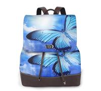 Personalizzato Bellezza Farfalla Stampa Delle Donne Zaino Impermeabile Antifurto Leggero Pu Moda Pelle Nylon Scuola Borsa A Spalla Zaino Da, Nero , Taglia unica