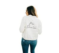 Personalizzato Bianco Jean Giacca Donna per la Sposa,Wifey Jean Jacket per matrimonio,Giacche di jeans da donna con perle,Giacca da sposa Jean, Bianco, M