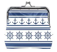 Personalizzato Bianco Navy Blue Anchors Coin Purse per le Donne in Pelle Carino Bacio Blocco Piccolo Cambiamento Borsa per Monete, Ancore Bianco Blu Navy, classico