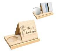 Personalizzato book rest Solido Rovere Legno Triangolo Libro Rest Holder, Legno Triangolo Book Stand Libreria Rest, Custom Book Holder con Coffee Drink Holder, regalo di compleanno di Natale per