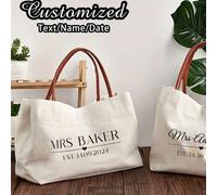 Personalizzato - Borsa da spiaggia della sposa, Borsa tote personalizzata per addio al nubilato, Borsa per la luna di miele dei novelli sposi, Regalo personalizzato per la sposa, Regalo per Ognissanti