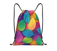 Personalizzato Borsa Sportiva da Palestra Rainbow Colors Gradient Leaves Print Sacca Ginnastica con Coulisse Gym Sack per All'aperto Uomo Spiaggia 36X42cm