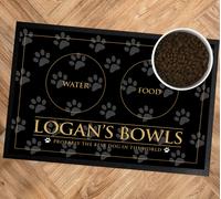 Personalizzato Cane Ciotole Alimentazione Stuoia 60 X 40 CM Large Oro Paw Stampa