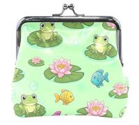 Personalizzato Carino Del Fumetto Rane Giglio Pad Estate In Pelle Portamonete per Le Donne Carino Fibbia Bacio Blocco Cambiare Borsa