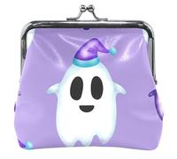 Personalizzato Carino Halloween Fantasmi Viola Coin Purse per gli Uomini Donne Fibbia In Pelle Bacio Blocco Moneta Carta Cambiamento Portafoglio