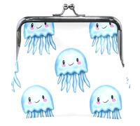 Personalizzato Carino Meduse Smiling Faces Bianco Carino Della Borsa Della Moneta Del Sacchetto Della Borsa Del Cuoio Fibbia Bacio, Carino Medusa Smiling Faces Bianco, classico