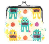 Personalizzato Carino Mostro Splash Cuoio Portamonete Donne Carino Bacio Blocco Piccolo Sacchetto Portafoglio Moneta, Carino Mostro Splash, classico