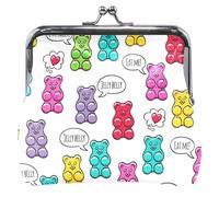 Personalizzato carino orsetto gommoso bianco donna portamonete borse & sacchetto fibbia Bacio serratura carta moneta borsa per ragazze, simpatico orsetti gommosi, bianco, taglia unica, Simpatici