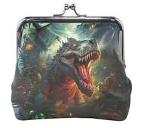 Personalizzato Carino Portamonete Del Sacchetto In Pelle T Rex Dinosauro Giungla Verde Bacio Blocco Coin Card Change Portafoglio, T Rex Dinosauro Jungle Verde, classico