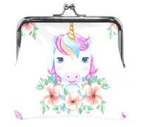 Personalizzato Carino Unicorno Bianco Donna Moneta Borse & Sacchetti Fibbia Bacio Blocco Ragazze Piccolo Cambiamento Borsa