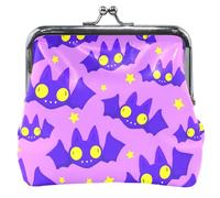 Personalizzato Carino Viola Pipistrelli Stelle Del Fumetto In Pelle Sacchetto di Moneta per le Donne Carino Fibbia Bacio