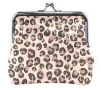 Personalizzato Chic Leopard Cheetah Beige Donna Carino Coin Purse Cuoio Bacio Blocco Piccolo Sacchetto Portafoglio Moneta, Chic Leopard Cheetah Beige, OneSize