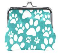 Personalizzato Chic Paw Prints Teal Leather Coin Pouch Donne Ragazza Carino Floreale Bacio Blocco Carta Cambiare Borsa per le Ragazze, Chic Paw Prints Teal, classico