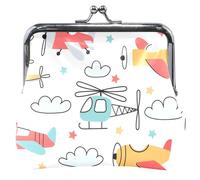 Personalizzato Chic Planes Portamonete in Pelle Bianca per Le Donne Ragazze Bacio Blocco Card Change Borsa per la Moneta, Chic Planes Bianco, classico