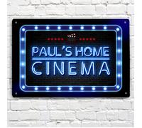Personalizzato Cinema Camera Blu Neon Effetto Casa Rétro 80's A4 Metallo Insegna