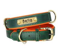Personalizzato Collare Per Cani Nome Inciso In Pelle Imbottito Chihuahua Bulldog