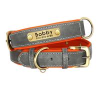 Personalizzato Collare Per Cani Nome Inciso In Pelle Imbottito Chihuahua Bulldog
