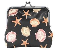 Personalizzato Colorato Acquerello Conchiglie Stella Marina In Pelle Coin Pouch per Le Donne Carino Fibbia Bacio Blocco Carta Cambiamento Borsa per la Moneta
