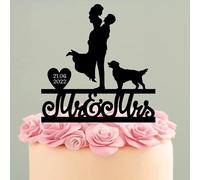 Personalizzato con il signor e la signora del cane per lo sposo della sposa del Golden Retriever, coppia a 6-7,8 pollici su misura per la decorazione di anniversario