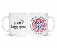 Personalizzato Coronation Emblema Azienda Logo 284ml Tazza King Charles III