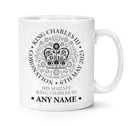 Personalizzato Coronation Emblema Nero King Charles III 284ml Tazza Regalo