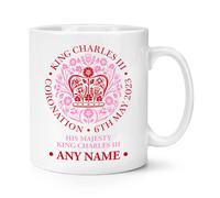 Personalizzato Coronation Emblema Rosa King Charles III 284ml Tazza come Regalo
