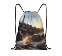 Personalizzato Coulisse Borsa da Palestra Lighthouse Rocks Seaside, Stampa Sacca Sportiva, con Coulisse Zainetti, per Yoga Sport 36X42cm