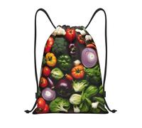 Personalizzato Coulisse Tasche Introduction of Various Vegetables Print Gym Sack con Coulisse Sacca Ginnastica per Uomo Donna Piscina 36X42Cm