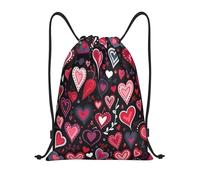 Personalizzato Coulisse Tasche Red Black Love Heart Zainetto Fashion Sacca Ginnastica per Adulto Nuoto Uomo 36X42cm
