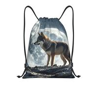 Personalizzato Coulisse Tasche Wolf Under Moon Gym Sack con Coulisse Sacca Ginnastica per Uomo Donna All'Aperto 36X42Cm