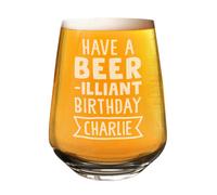 Personalizzato Craft Birra Tumbler Vetro Hanno Un Beer-Illiant Compleanno 2/3