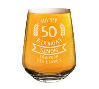 Personalizzato Craft Birra Tumbler Vetro Happy Birthday Età Grano 2/3 Pinta Dad
