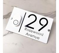 Personalizzato Design Personalizzabile 3D Laser-Cut House Number Sign with Doorbell Weatherproof Modern Address Plaque for Home Apartment, Hotel, Porch & Yard - Durable Outdoor Address Plaque (White