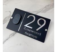 Personalizzato Design Personalizzabile 3D Laser Cut House Number Sign with Doorbell Weatherproof Modern Address Plaque for Home Apartment, Hotel, Porch & Yard - Durable Outdoor Address Plaque (nero