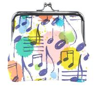 Personalizzato Divertente Colorato Musica Note Pelle Portamonete Donne Carino Bacio Blocco Cambiare Borsa per Monete, Divertenti note musicali colorate, classico