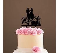 Personalizzato due iniziali e date controller di gioco e libro personalizzato Mr And Mrs cognome e matrimonio datecake topper - abito lungo sposa con sposo torta Topper - per