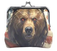 Personalizzato Fierce Bear Bandiera Americana Portamonete delle Donne & Sacchetti Bacio Blocco Cambiare Borsa per le Ragazze, Bandiera americana dell'orso feroce, classico
