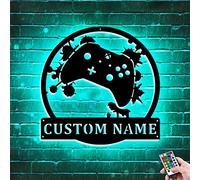 Personalizzato Gamer Metal Sign Wall Art Lamp Gioco LED Neon Sign Night Lights Nome personalizzato Home Decor Gamer Sign per Teen Boys Game Room Decor (Stile 12,5-9-9)