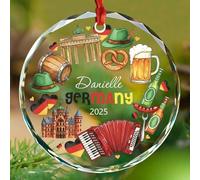 Personalizzato Germania Nazionale Keepsake Natale, Germania Ornamento in vetro con simboli di bandiera, Europa Vacanza Ornamento Regalo Besties Genitori, Nome personalizzato Berlino Architettura e