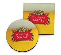 Personalizzato Giallo Etichetta Birra Design - Bevande Sottobicchiere - Rotondo